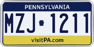 PA license plate MZJ1211