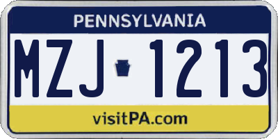PA license plate MZJ1213
