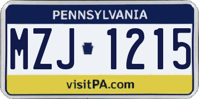 PA license plate MZJ1215