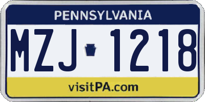 PA license plate MZJ1218