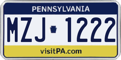 PA license plate MZJ1222