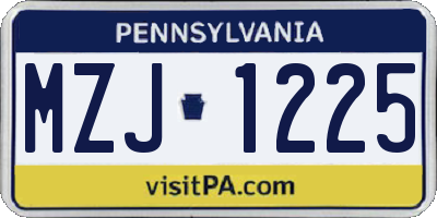 PA license plate MZJ1225