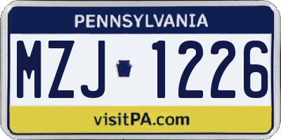 PA license plate MZJ1226