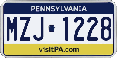 PA license plate MZJ1228