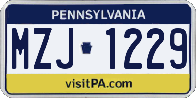 PA license plate MZJ1229