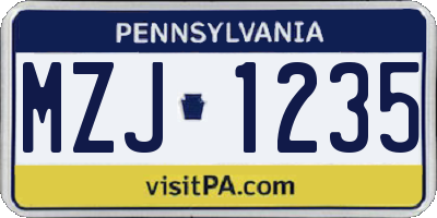 PA license plate MZJ1235