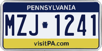 PA license plate MZJ1241