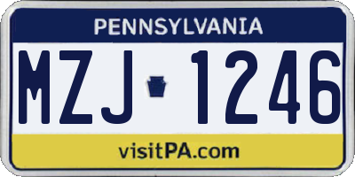 PA license plate MZJ1246