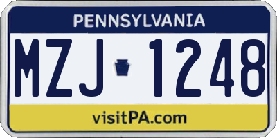 PA license plate MZJ1248