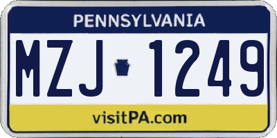 PA license plate MZJ1249