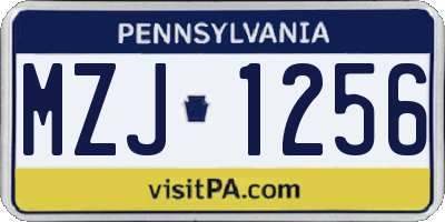 PA license plate MZJ1256