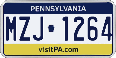 PA license plate MZJ1264