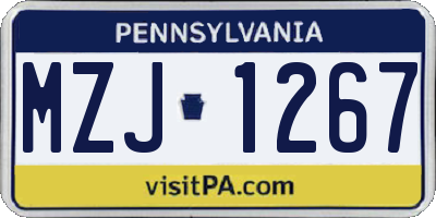 PA license plate MZJ1267