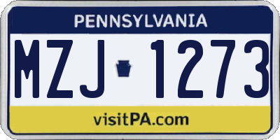 PA license plate MZJ1273