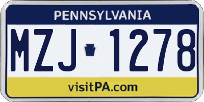 PA license plate MZJ1278