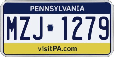 PA license plate MZJ1279