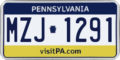 PA license plate MZJ1291