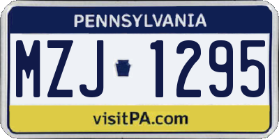 PA license plate MZJ1295