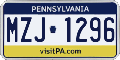 PA license plate MZJ1296