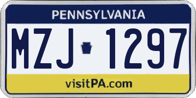 PA license plate MZJ1297
