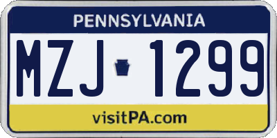 PA license plate MZJ1299