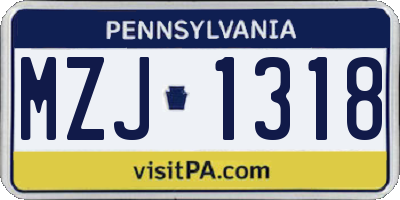 PA license plate MZJ1318