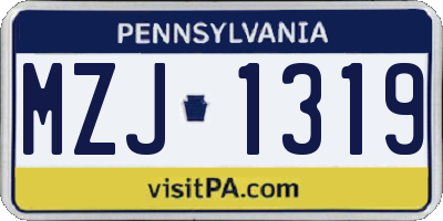 PA license plate MZJ1319