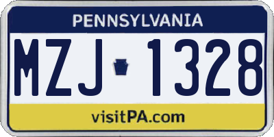 PA license plate MZJ1328