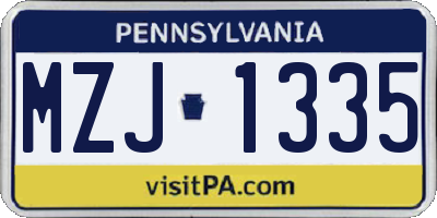 PA license plate MZJ1335