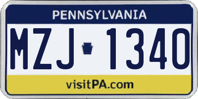 PA license plate MZJ1340