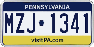 PA license plate MZJ1341