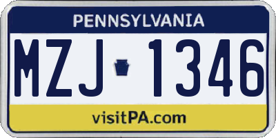 PA license plate MZJ1346