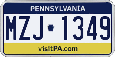 PA license plate MZJ1349