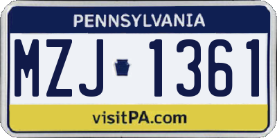 PA license plate MZJ1361