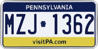 PA license plate MZJ1362