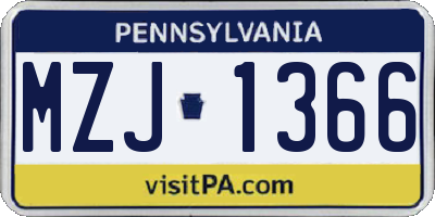 PA license plate MZJ1366