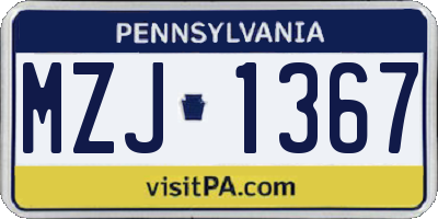PA license plate MZJ1367
