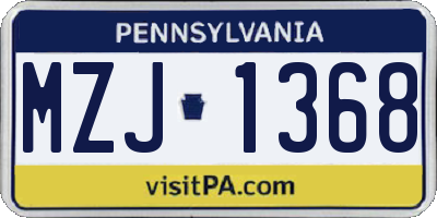 PA license plate MZJ1368