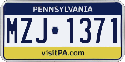 PA license plate MZJ1371