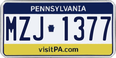 PA license plate MZJ1377