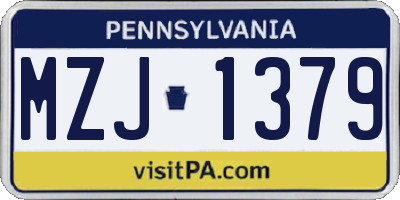 PA license plate MZJ1379