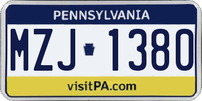 PA license plate MZJ1380
