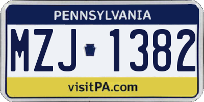 PA license plate MZJ1382
