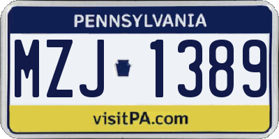 PA license plate MZJ1389