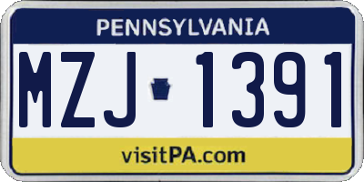 PA license plate MZJ1391