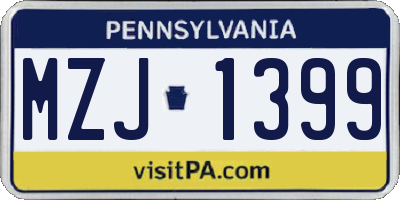 PA license plate MZJ1399