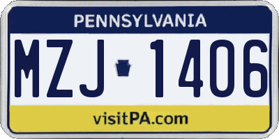 PA license plate MZJ1406