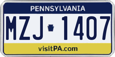 PA license plate MZJ1407