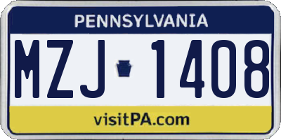 PA license plate MZJ1408