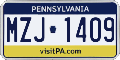 PA license plate MZJ1409